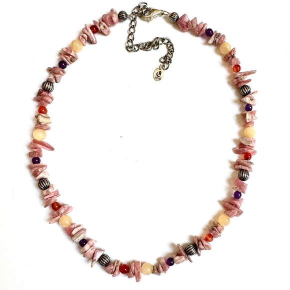 CAROLYN POLLACK Necklace Rhodochrosite Sterling Multi Gemstone V.GOOD CONDITION - Picture 4 of 4